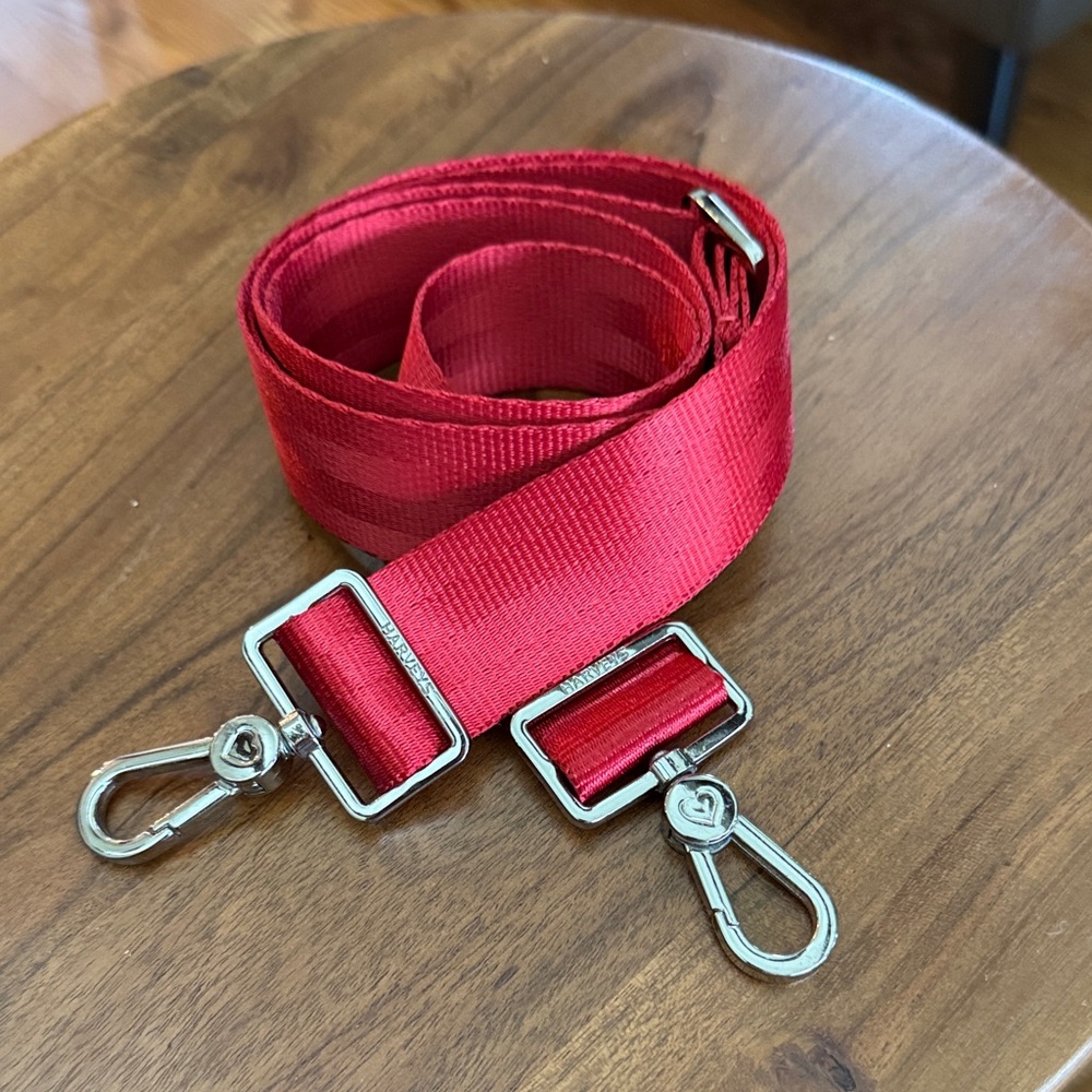 Harvey’s Red Adjustable Bag Strap with Silver Hardware